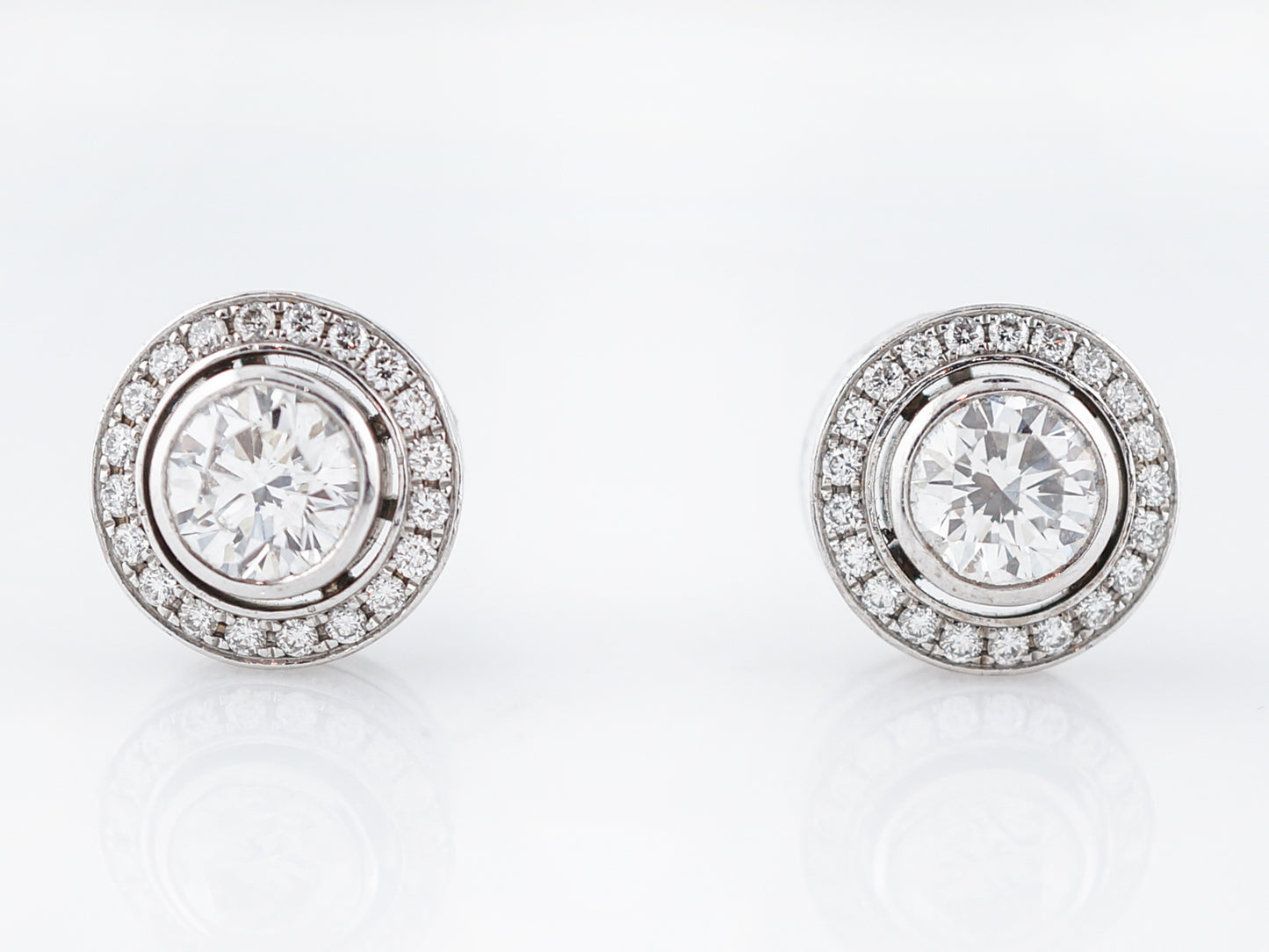 Modern Earrings 2.74 Round Brilliant Cut Diamonds in 14k White Gold