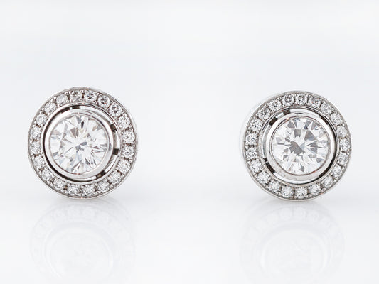 ***RETURNED***Modern Earrings 2.74 Round Brilliant Cut Diamonds in 14k White Gold