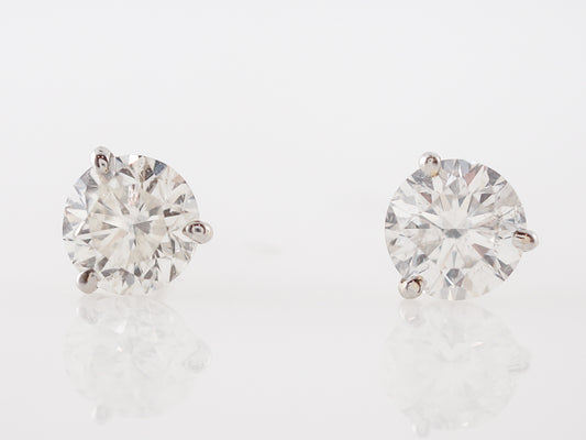 Modern Earrings 3.02 Round Brilliant Cut Diamonds in 18k White Gold