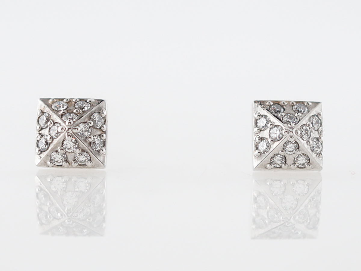 Earrings Modern .24 Round Brilliant Cut Diamonds in 14k White Gold