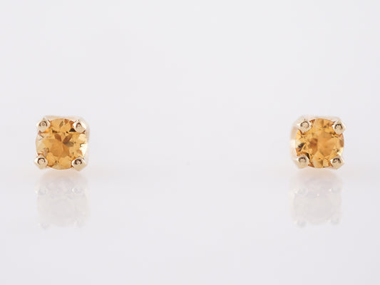 Earrings Modern .40 Round Cut Citrine in 14k Yellow Gold