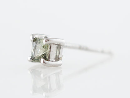 Earrings Modern .52 Princess Cut Green Sapphire in Sterling Silver