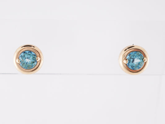 Modern Earrings .66 Round Cut Topaz in 14k Yellow Gold