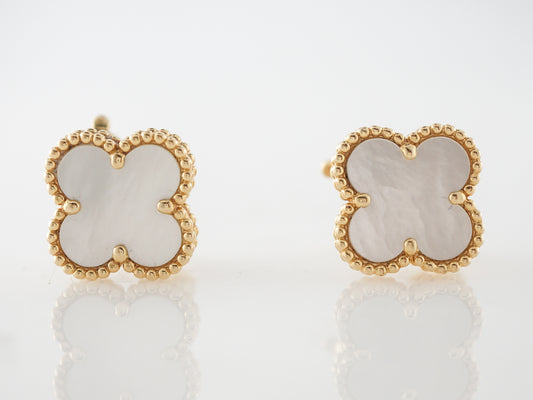 Modern Earrings Van Cleef & Arpel Mother of Pearl in 18k Yellow Gold