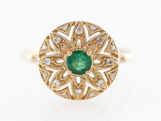 Emerald Star Cocktail Ring w/ Diamond Accents in 18K