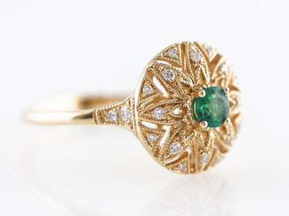 Emerald Star Cocktail Ring w/ Diamond Accents in 18K