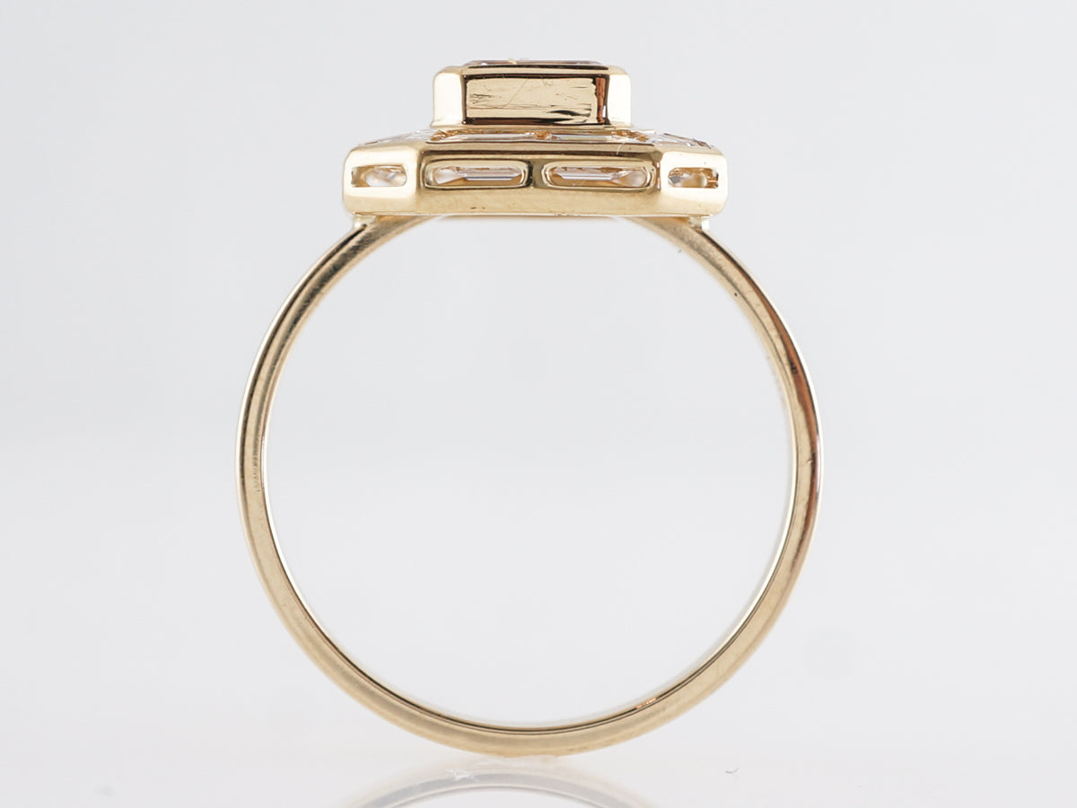 Emerald Cut Halo Diamond Engagement Ring in Yellow Gold