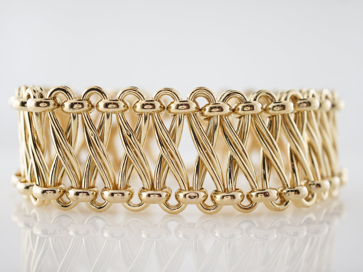 thumbnail image 2 of Italian 14k Yellow Gold Hollow Screw Design Bangle Bracelet - 7 Inches, 4.4g 2 of 4