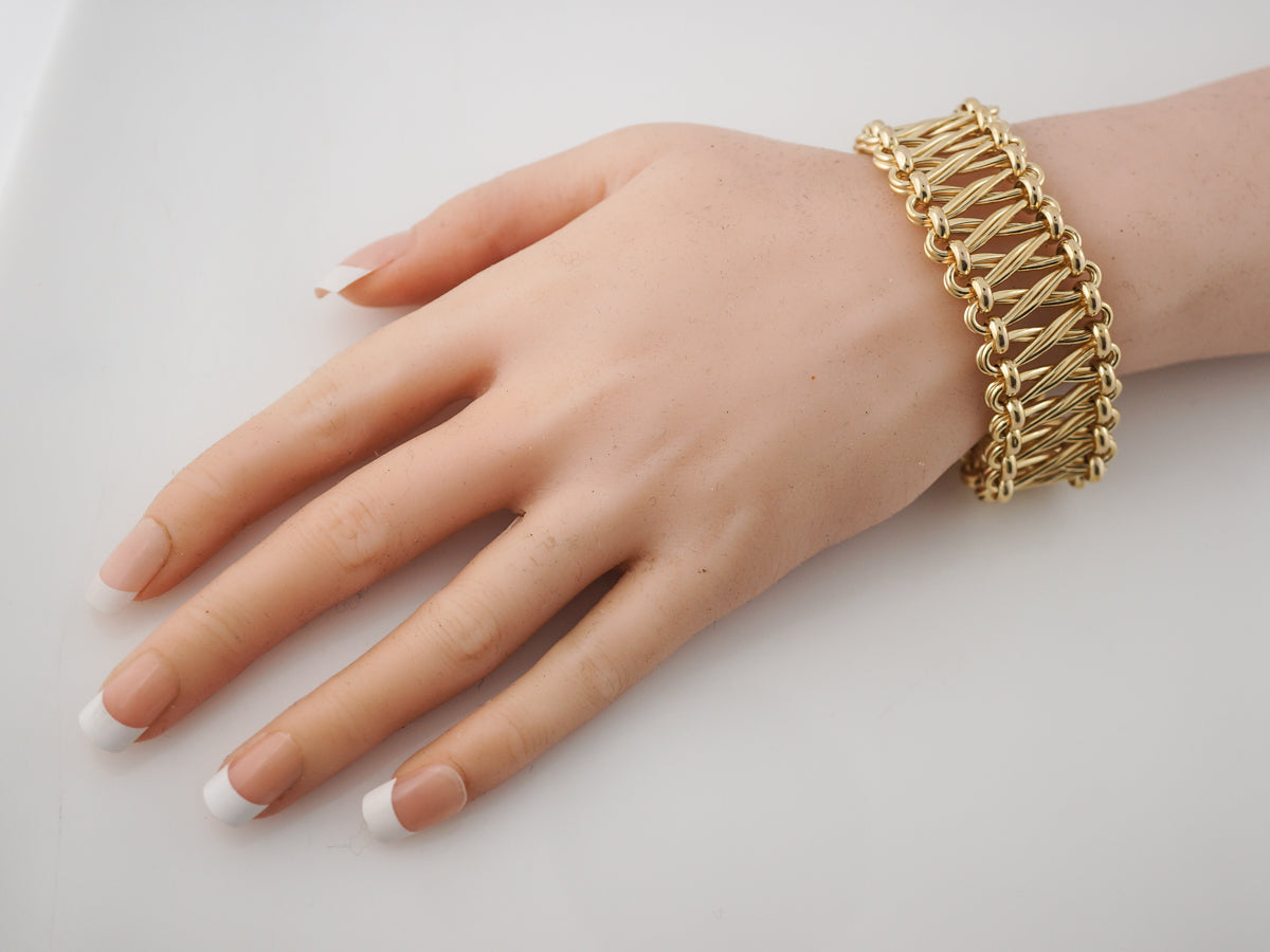 Carlo Weingrill Italian 18 Karat Two-Tone Gold Curb Link Unisex Bracelet |  Wilson's Estate Jewelry