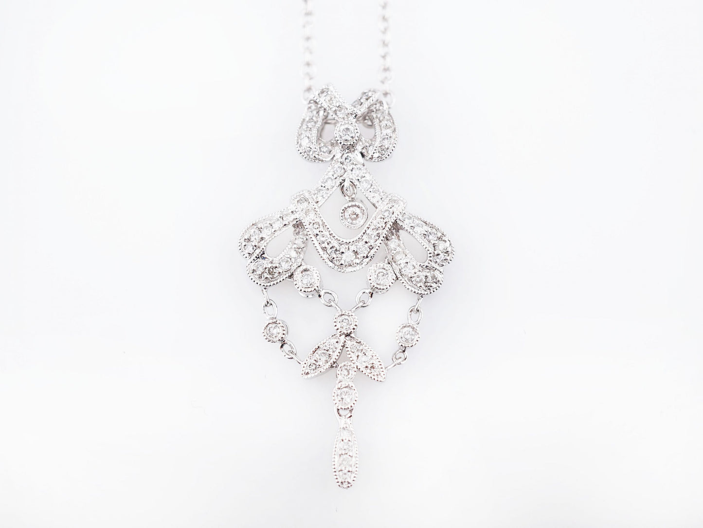 Modern Necklace .39 Round Brilliant Cut Diamonds in 14k White Gold