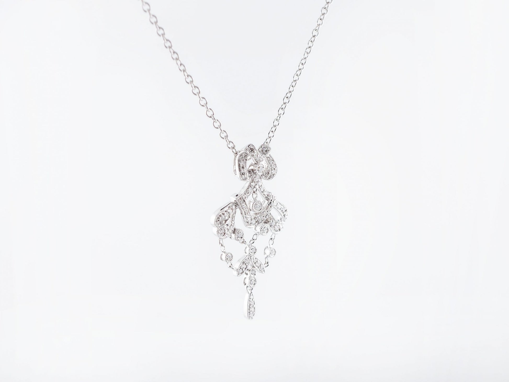 Modern Necklace .39 Round Brilliant Cut Diamonds in 14k White Gold