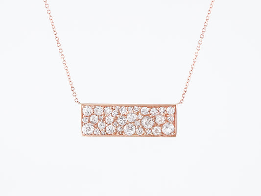 Bar Necklace Modern 1.46 Old European, Old Mine & Single Cut Diamonds in 18k Rose Gold