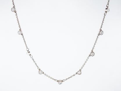 Modern Diamond Necklace 1.90 Round Brilliant Cut Diamonds in 14k White Gold