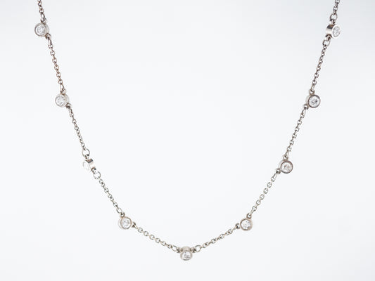 Modern Diamond Necklace 1.90 Round Brilliant Cut Diamonds in 14k White Gold