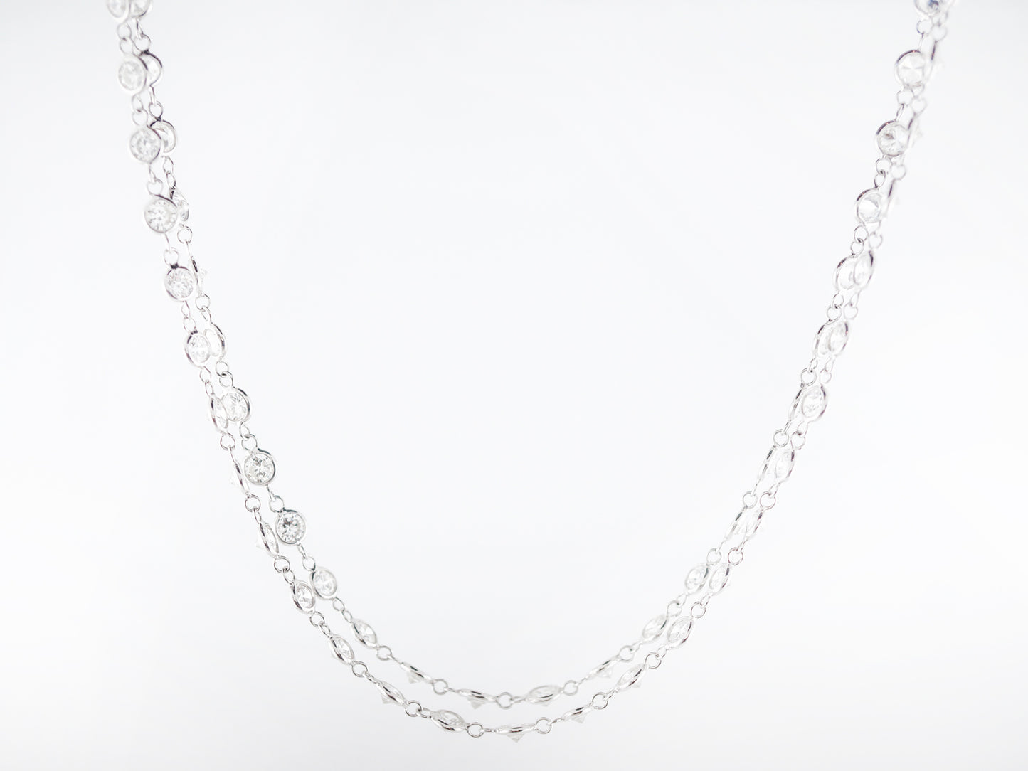 Modern Necklace 20.07 Round Brilliant Cut Diamonds in 18k White Gold