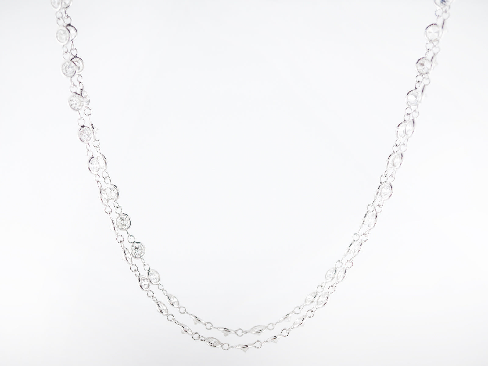Modern Necklace 20.07 Round Brilliant Cut Diamonds in 18k White Gold