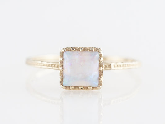 Simple Solitaire Opal Right Hand Ring 14k Yellow Gold