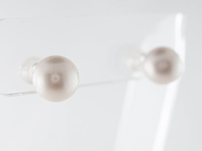 Modern Pearl Earrings in 14k White Gold
