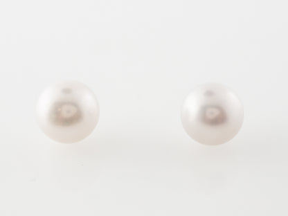 Modern Pearl Earrings in 14k White Gold
