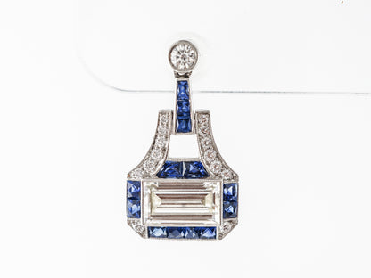 Vintage Style Diamond & Sapphire Earrings in Platinum