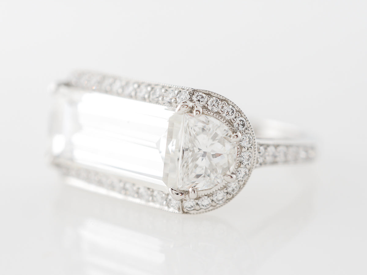3 Carat Emerald Cut Diamond Engagement Ring in Platinum