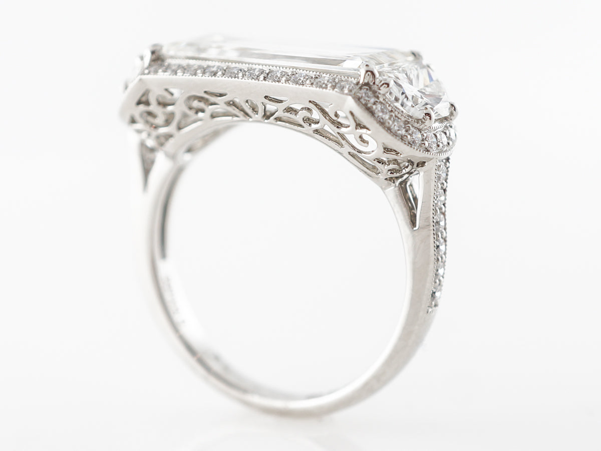 3 Carat Emerald Cut Diamond Engagement Ring in Platinum