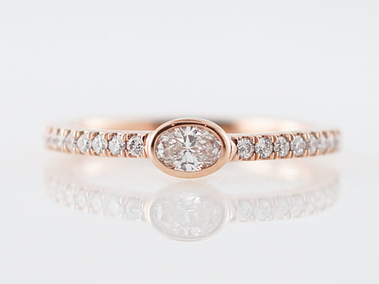 Engagement Ring Modern .15 Oval Cut Diamond 14k Rose Gold