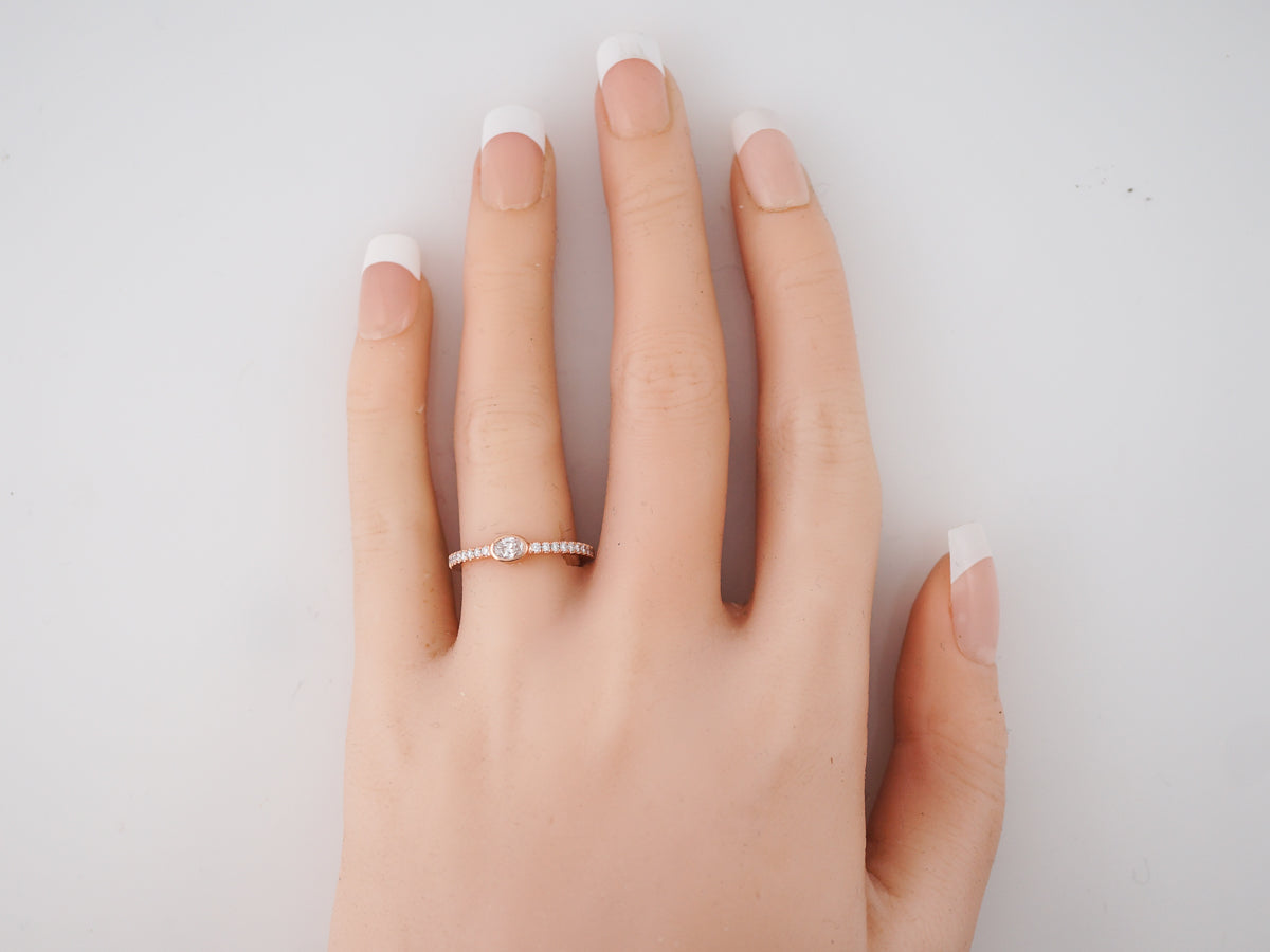 Engagement Ring Modern .15 Oval Cut Diamond 14k Rose Gold