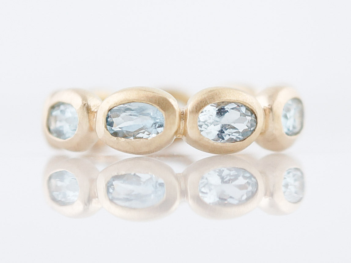 Modern Right Hand Ring 2.25 Oval Cut Aquamarine in 14K Yellow Gold