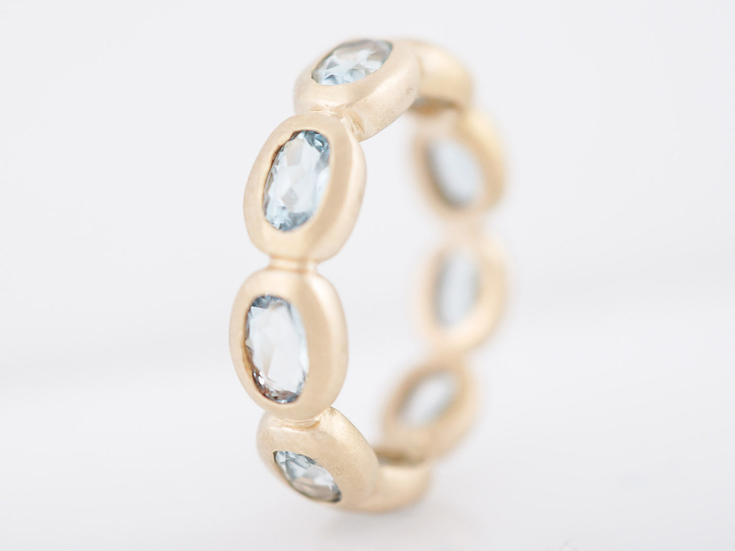 Modern Right Hand Ring 2.25 Oval Cut Aquamarine in 14K Yellow Gold