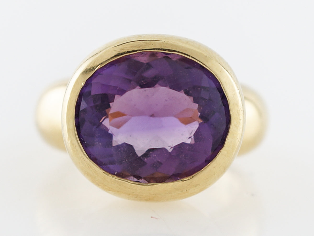 Right Hand Ring Modern 6.68 Oval Cut Amethyst in 18k Yellow Gold