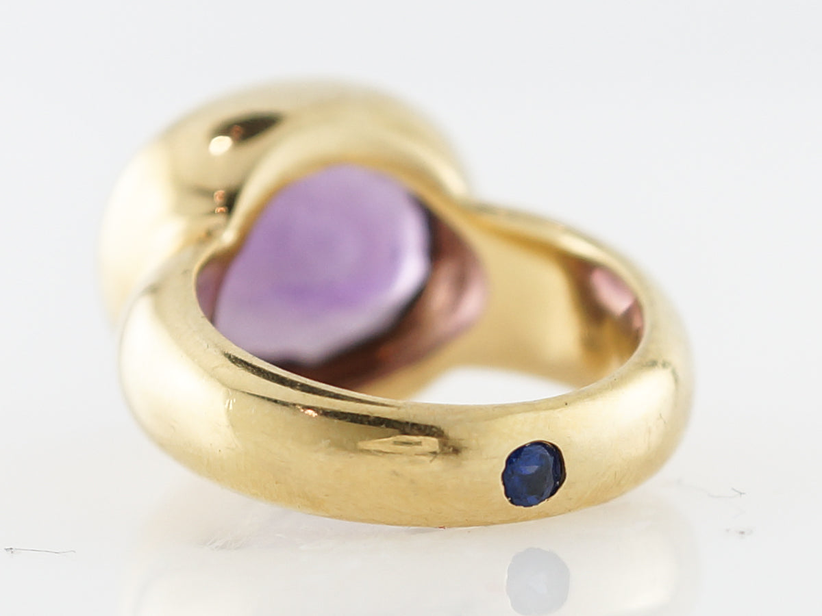 Right Hand Ring Modern 6.68 Oval Cut Amethyst in 18k Yellow Gold