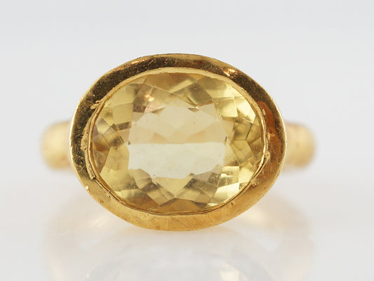 Oval Cut Citrine Cocktail Ring 7 Carats in 22k Yellow Gold