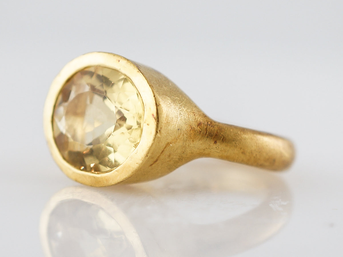 Oval Cut Citrine Cocktail Ring 7 Carats in 22k Yellow Gold