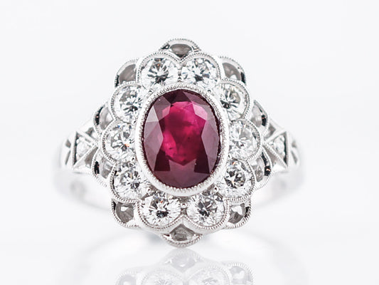 Right Hand Ring Modern 1.39 Oval Cut Ruby in Platinum