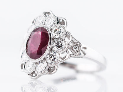 Right Hand Ring Modern 1.39 Oval Cut Ruby in Platinum