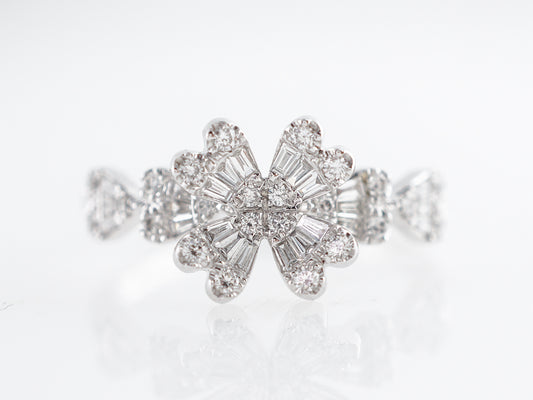 Modern Flower Ring w/ Diamonds in 18k White Gold