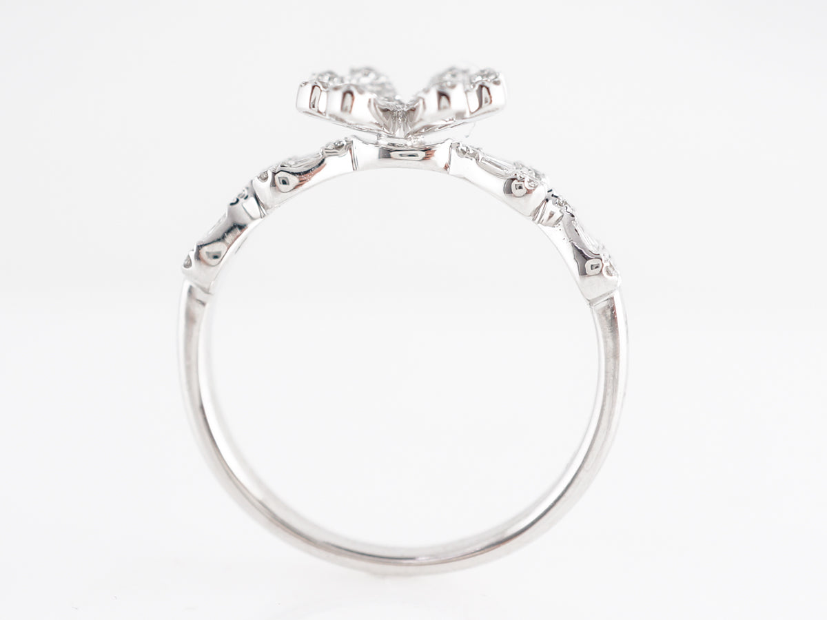 Modern Flower Ring w/ Diamonds in 18k White Gold