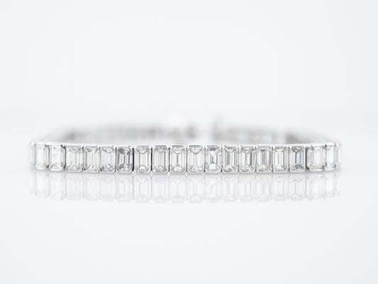 Modern Straight Line Bracelet 12.91 Emerald Cut Diamonds in Platinum