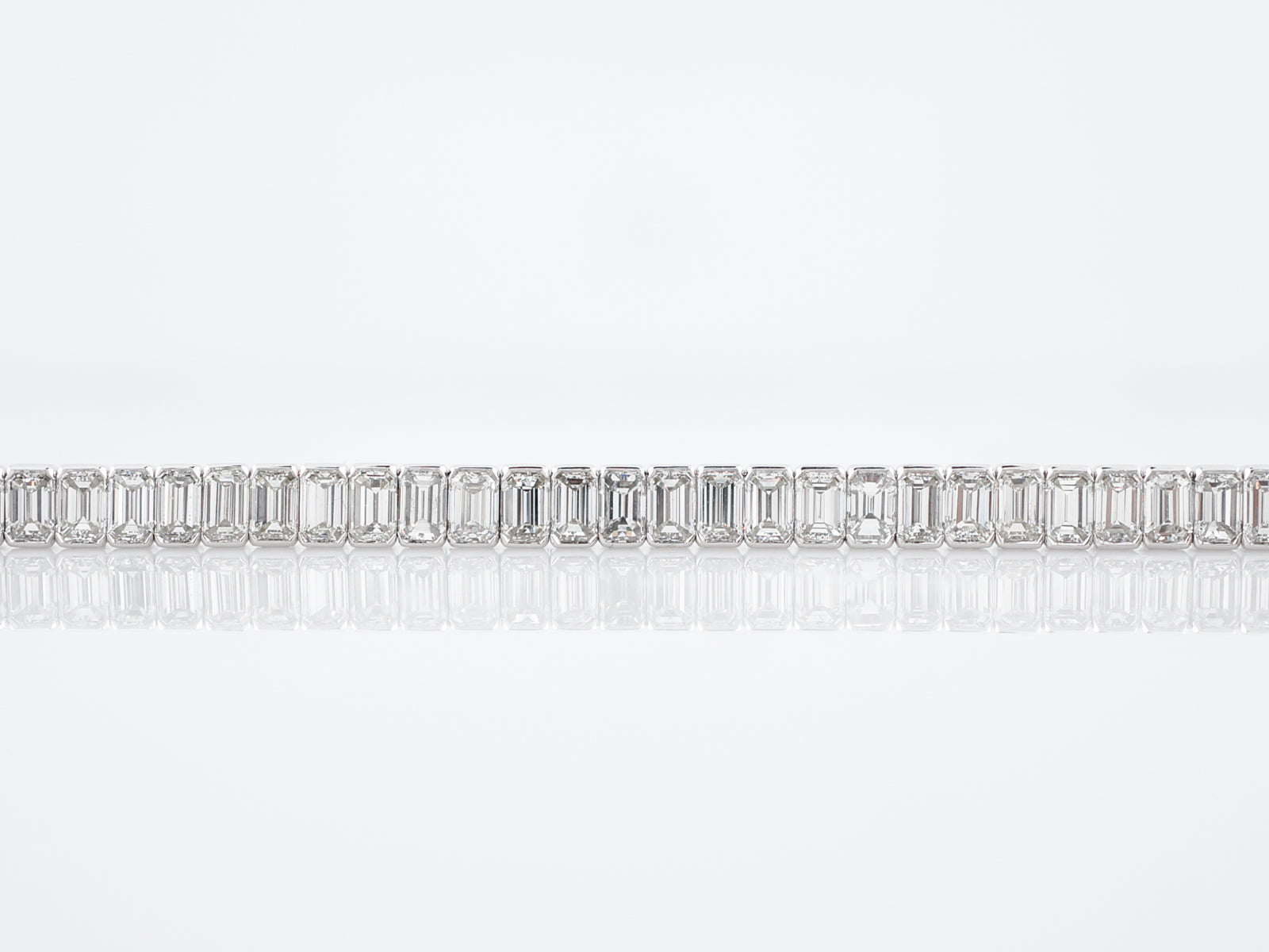 Modern Straight Line Bracelet 12.91 Emerald Cut Diamonds in Platinum