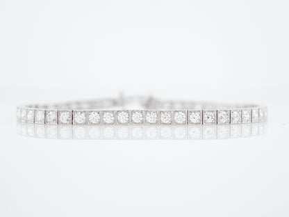 Straight Line Bracelet Modern 5.02 Round Brilliant Cut Diamonds in Platinum