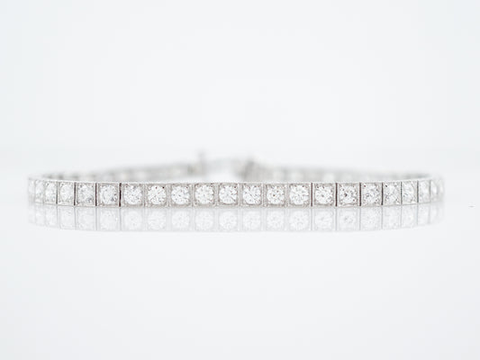 Straight Line Bracelet Modern 5.02 Round Brilliant Cut Diamonds in Platinum