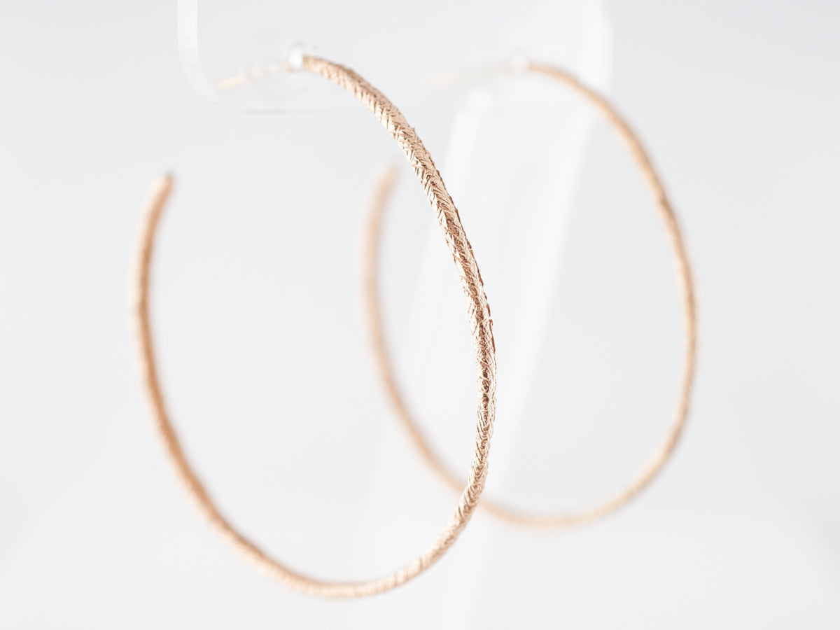 Textured Hoop Earrings in 18 Karat Rose Gold