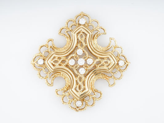 Modern Tiffany & Co Cross Pin 2.08 carats Round Brilliant Cut Diamonds in 18k Yellow Gold
