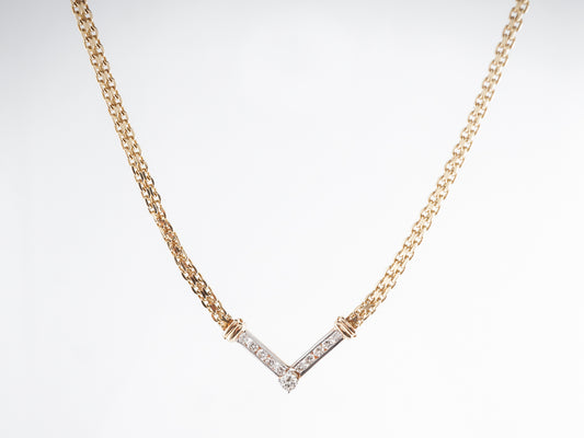 Modern Woven Chain Necklace w/ Diamond Pendant in 14k