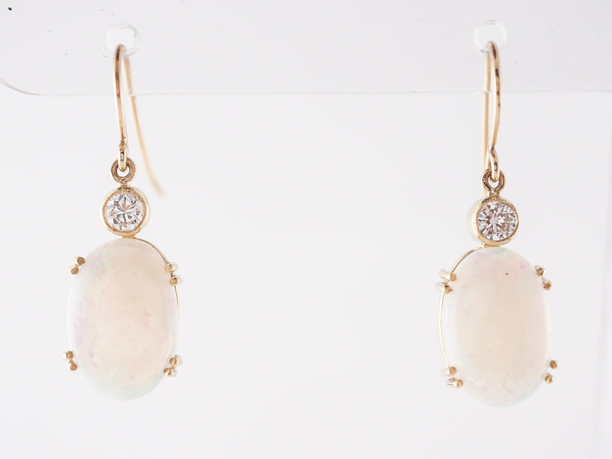 5 Carat Opal & Diamond Earrings in Yellow Gold