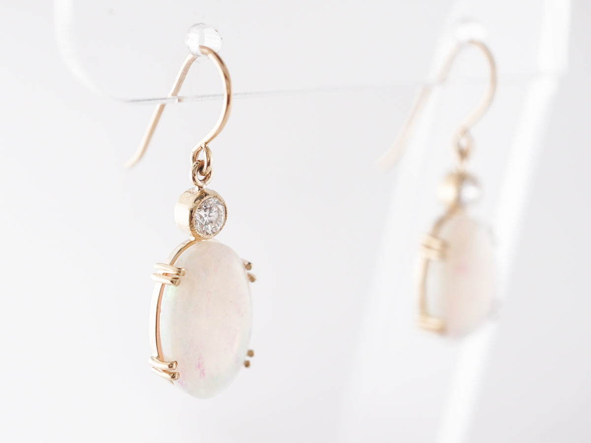 5 Carat Opal & Diamond Earrings in Yellow Gold