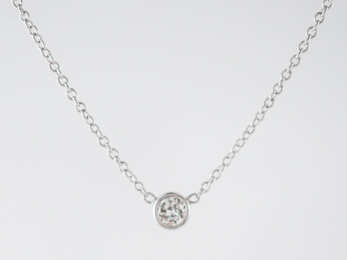 Bezel Set Solitaire Diamond Necklace in 14k White Gold