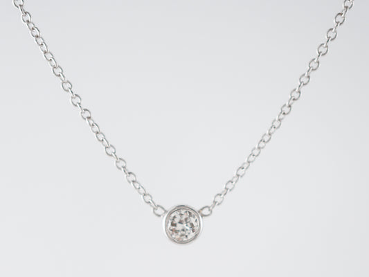 Bezel Set Solitaire Diamond Necklace in 14k White Gold