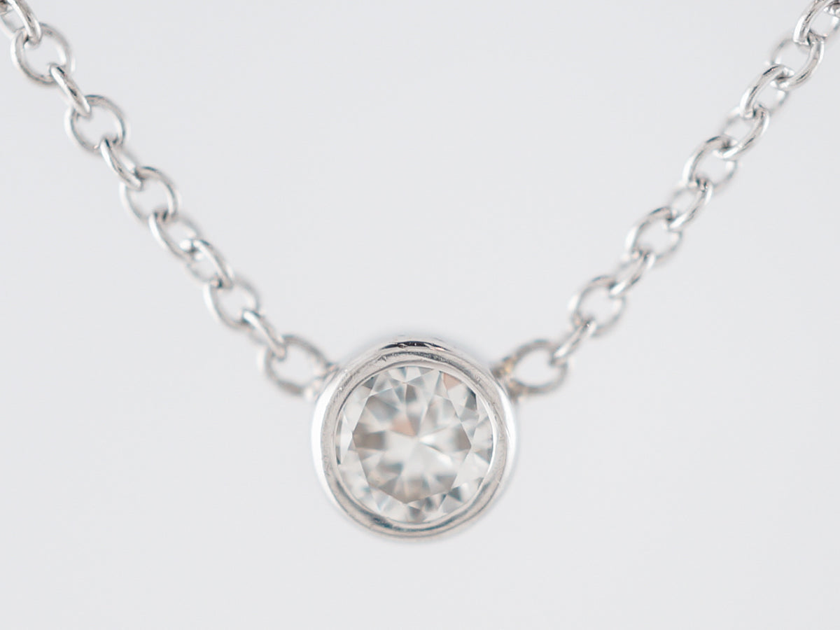 Bezel Set Solitaire Diamond Necklace in 14k White Gold